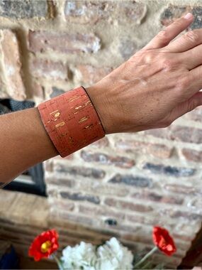 paparazzi Coral and Gold Textured Cuff Bracelet
